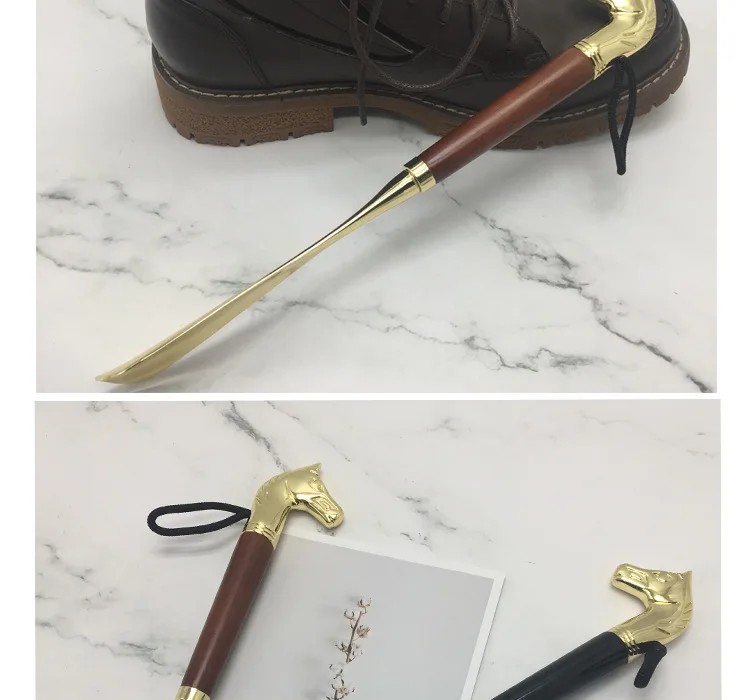 1PC Horsehead Shoehorn 32cm Metal Shoehorn Handle Long Remover Shoehorn Handheld Durable Shoe Lifter Convenient Shoe Wearers