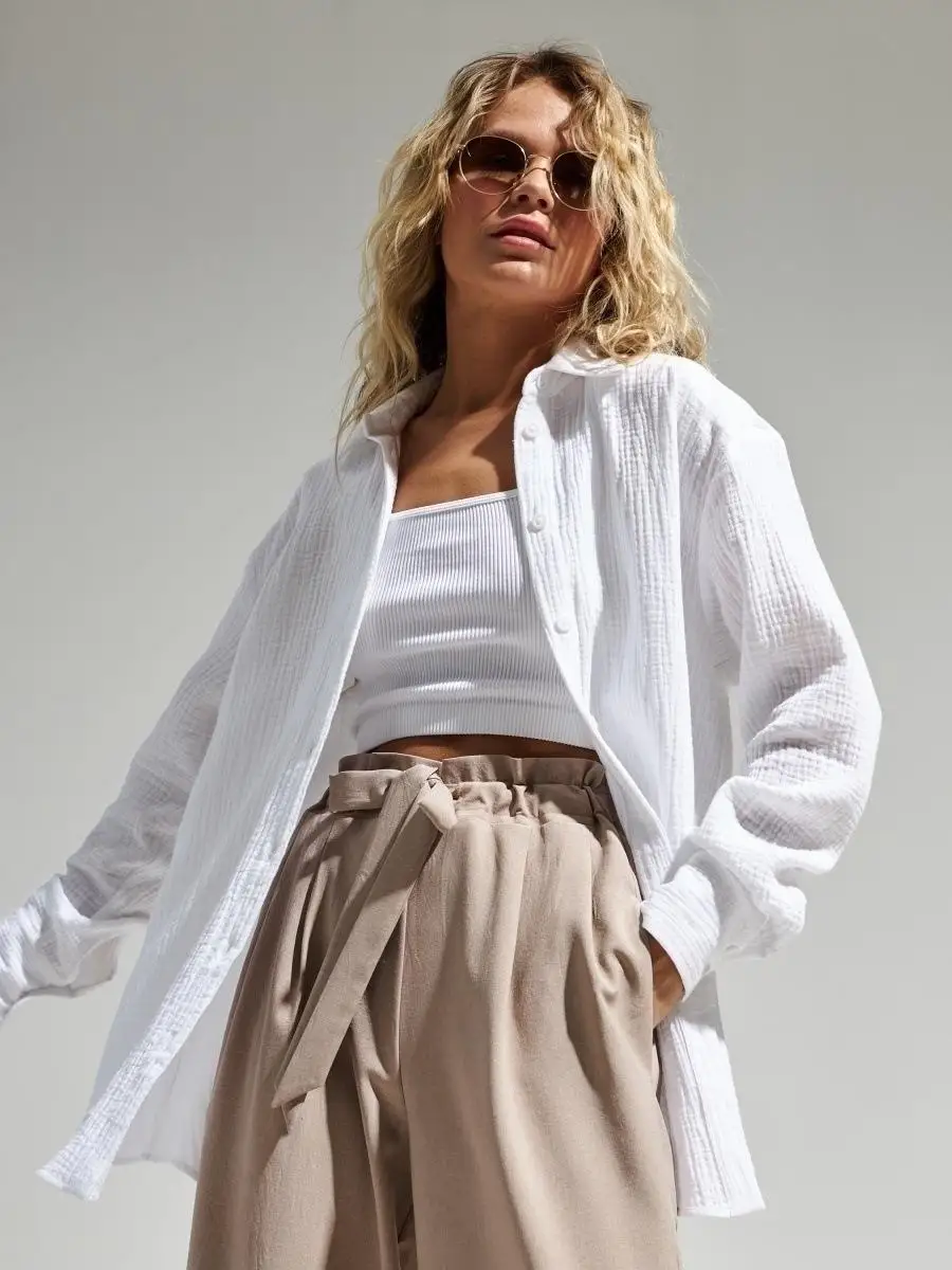 Original Muslin 100% Cotton Shirt Causal Soild Loose Womens Tops Button Long Sleeve Elegant Shirts And Blouses Festival Gifts