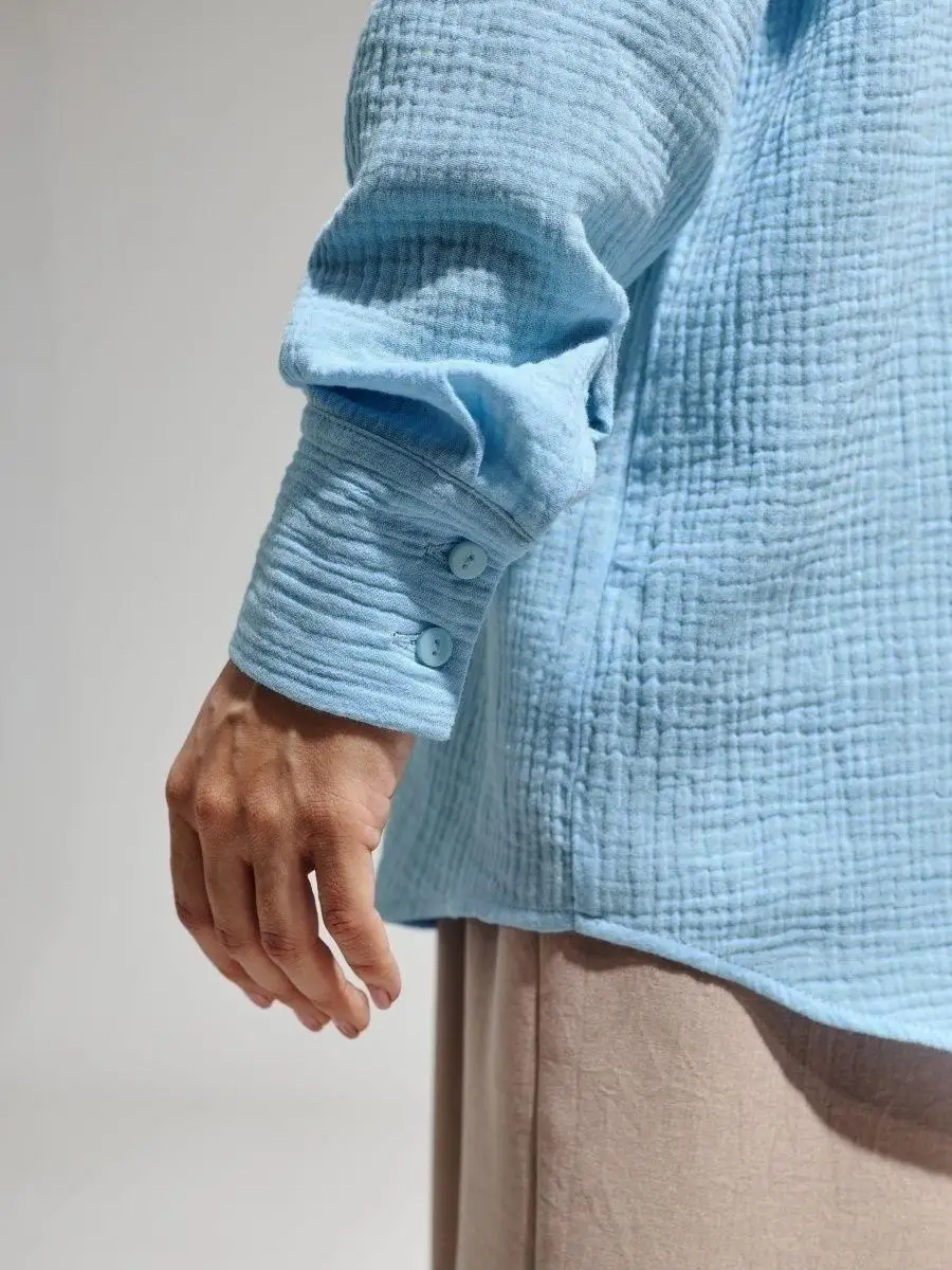 Original Muslin 100% Cotton Shirt Causal Soild Loose Womens Tops Button Long Sleeve Elegant Shirts And Blouses Festival Gifts