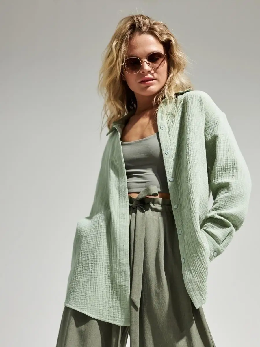 Original Muslin 100% Cotton Shirt Causal Soild Loose Womens Tops Button Long Sleeve Elegant Shirts And Blouses Festival Gifts