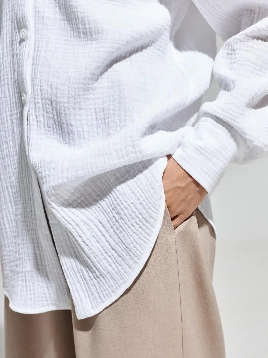 Original Muslin 100% Cotton Shirt Causal Soild Loose Womens Tops Button Long Sleeve Elegant Shirts And Blouses Festival Gifts
