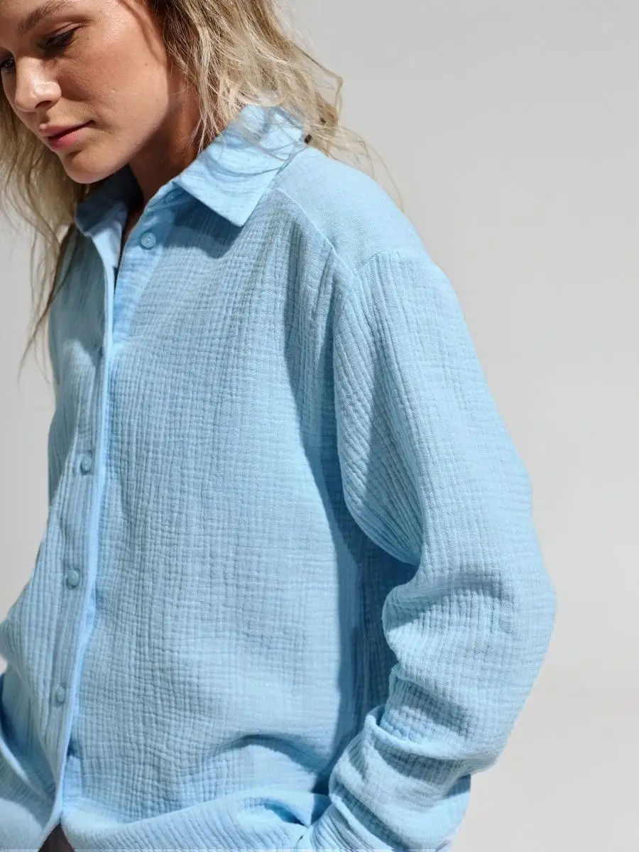 Original Muslin 100% Cotton Shirt Causal Soild Loose Womens Tops Button Long Sleeve Elegant Shirts And Blouses Festival Gifts