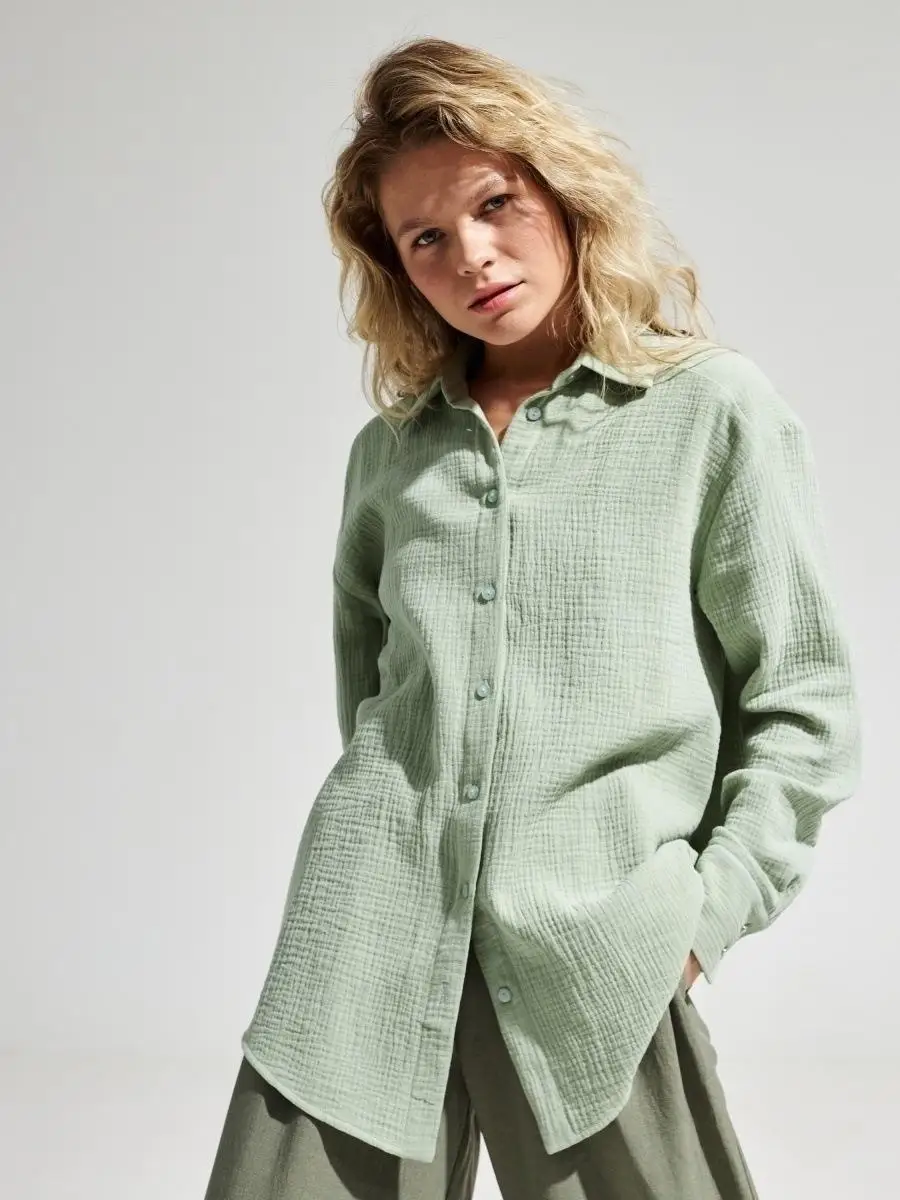 Original Muslin 100% Cotton Shirt Causal Soild Loose Womens Tops Button Long Sleeve Elegant Shirts And Blouses Festival Gifts