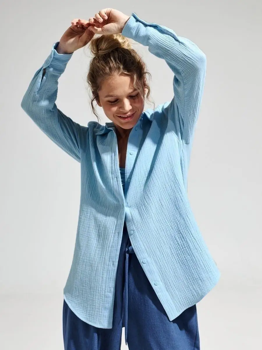 Original Muslin 100% Cotton Shirt Causal Soild Loose Womens Tops Button Long Sleeve Elegant Shirts And Blouses Festival Gifts