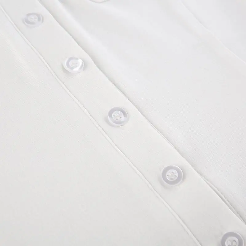 Skinny Uniform Short Sleeve Shirts Women Korean Turndown Collar Pockets White T-Shirt Slim Fit Single-Breasted OL Woman Clothes