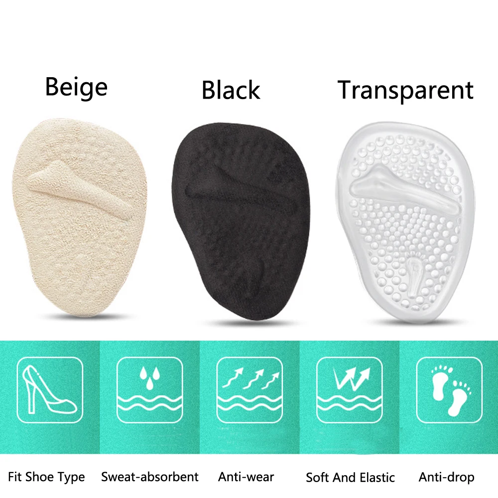 Silicone Gel Insoles for Women Shoes High Heels Sandals Non-slip Foot Pain Relief Half Sole Pads Insert Forefoot Cushion Insole