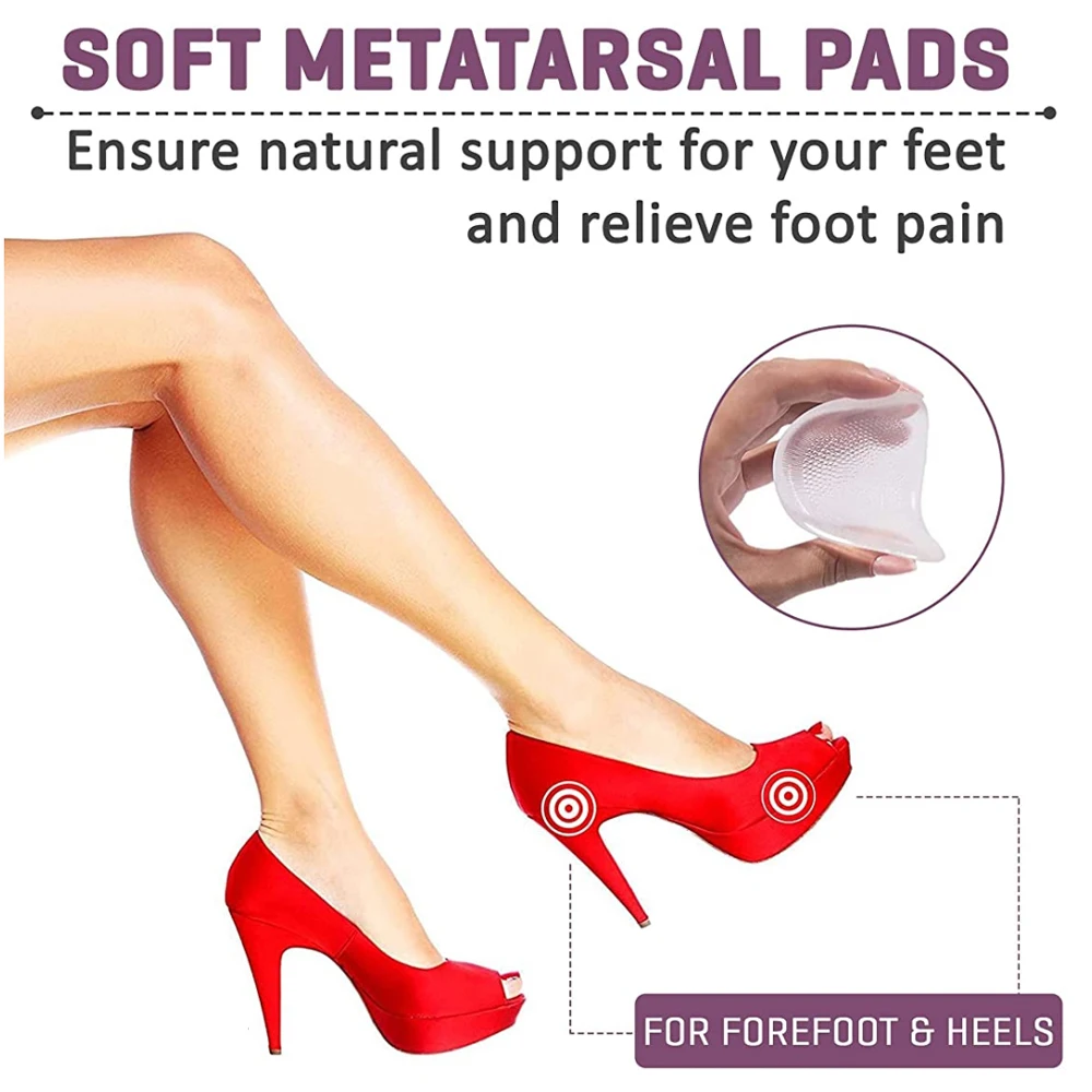 Silicone Gel Insoles for Women Shoes High Heels Sandals Non-slip Foot Pain Relief Half Sole Pads Insert Forefoot Cushion Insole