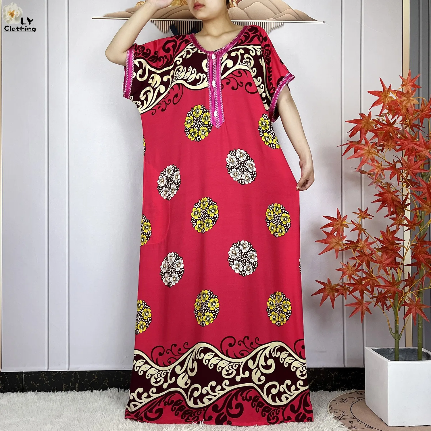 New Summer Dubai Fashion Short Sleeve Dress African Dashiki Solid Cotton Loose Caftan Lady Casual Maxi Islam Traditional Abaya