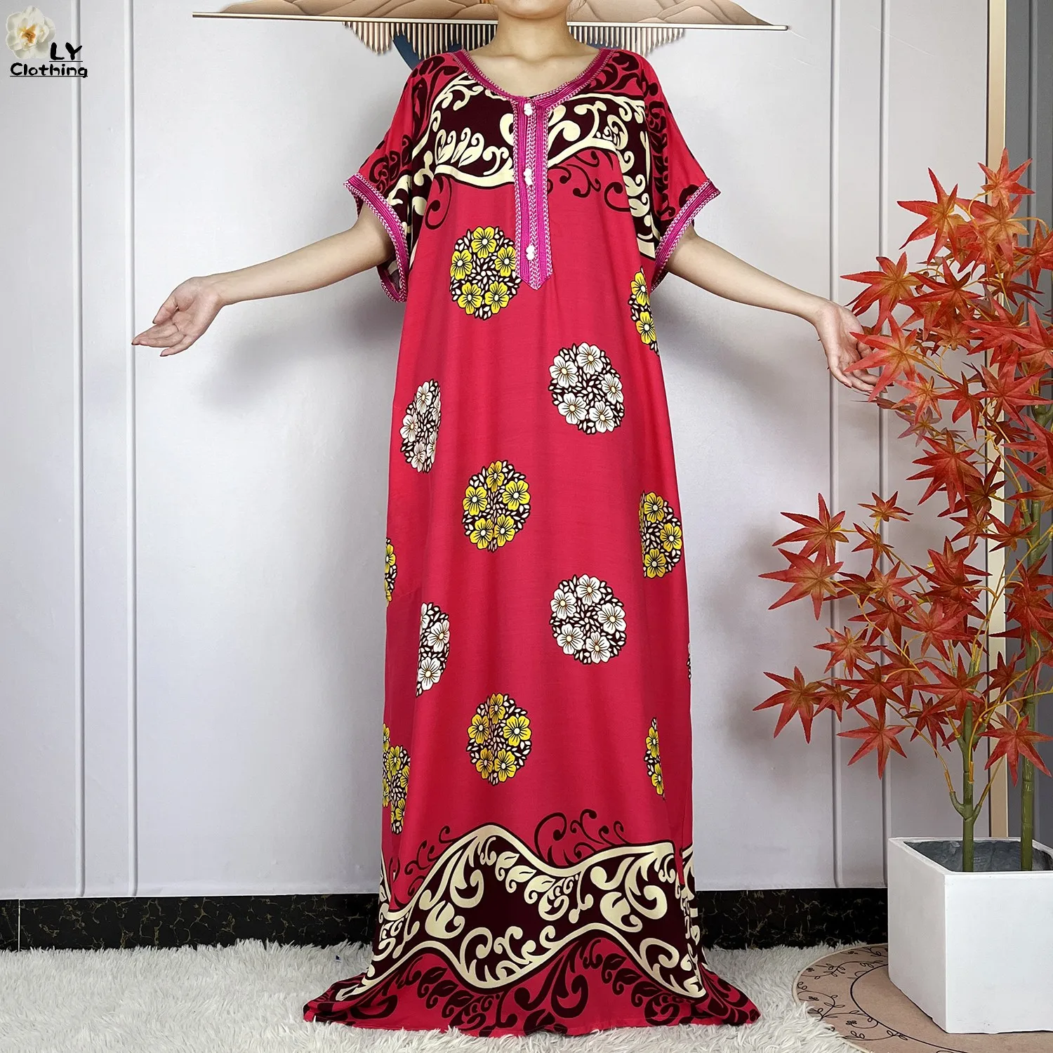 New Summer Dubai Fashion Short Sleeve Dress African Dashiki Solid Cotton Loose Caftan Lady Casual Maxi Islam Traditional Abaya