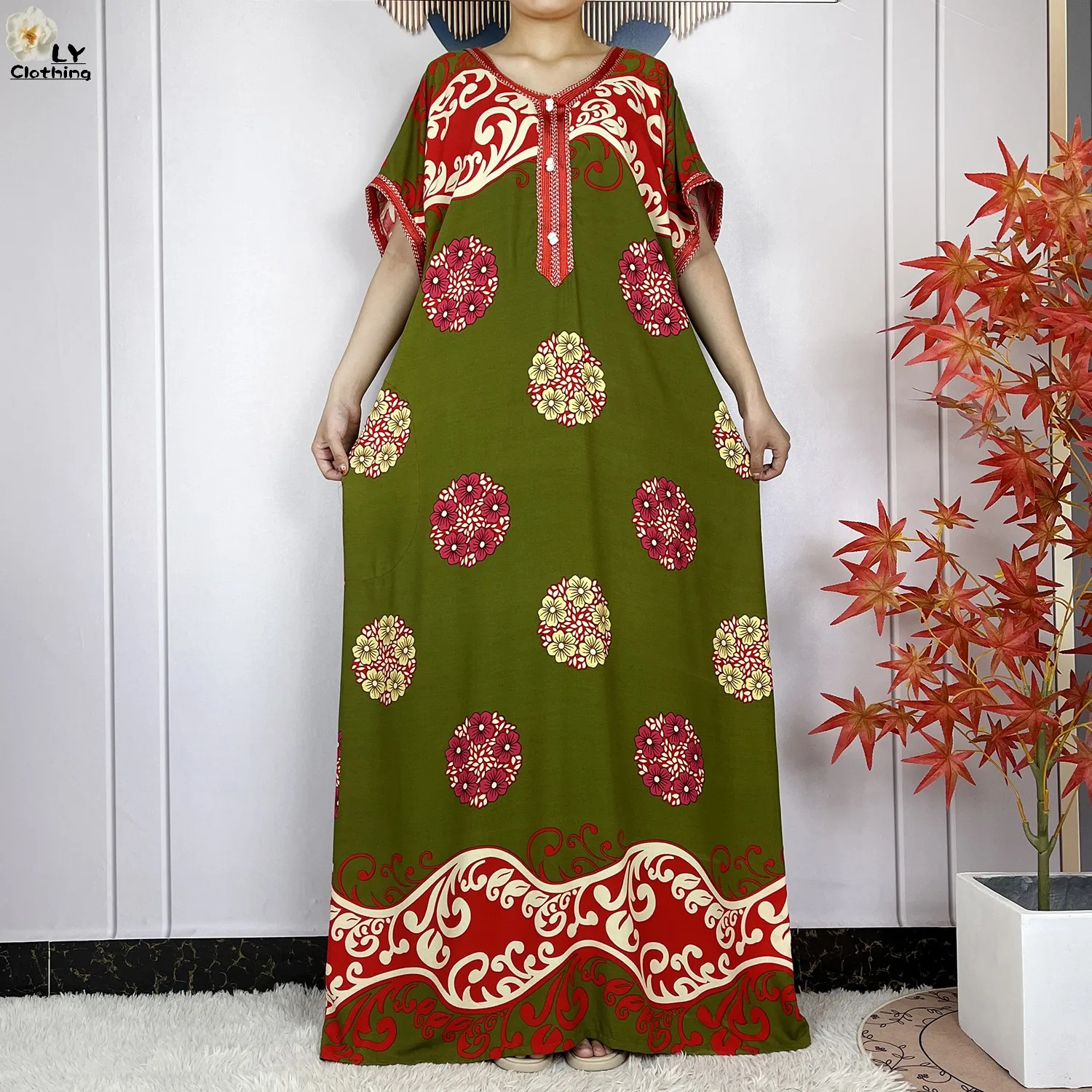 New Summer Dubai Fashion Short Sleeve Dress African Dashiki Solid Cotton Loose Caftan Lady Casual Maxi Islam Traditional Abaya