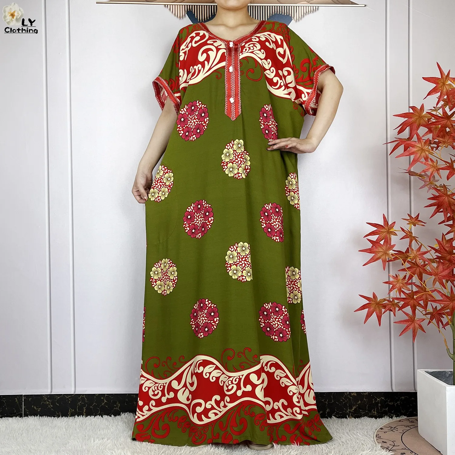 New Summer Dubai Fashion Short Sleeve Dress African Dashiki Solid Cotton Loose Caftan Lady Casual Maxi Islam Traditional Abaya