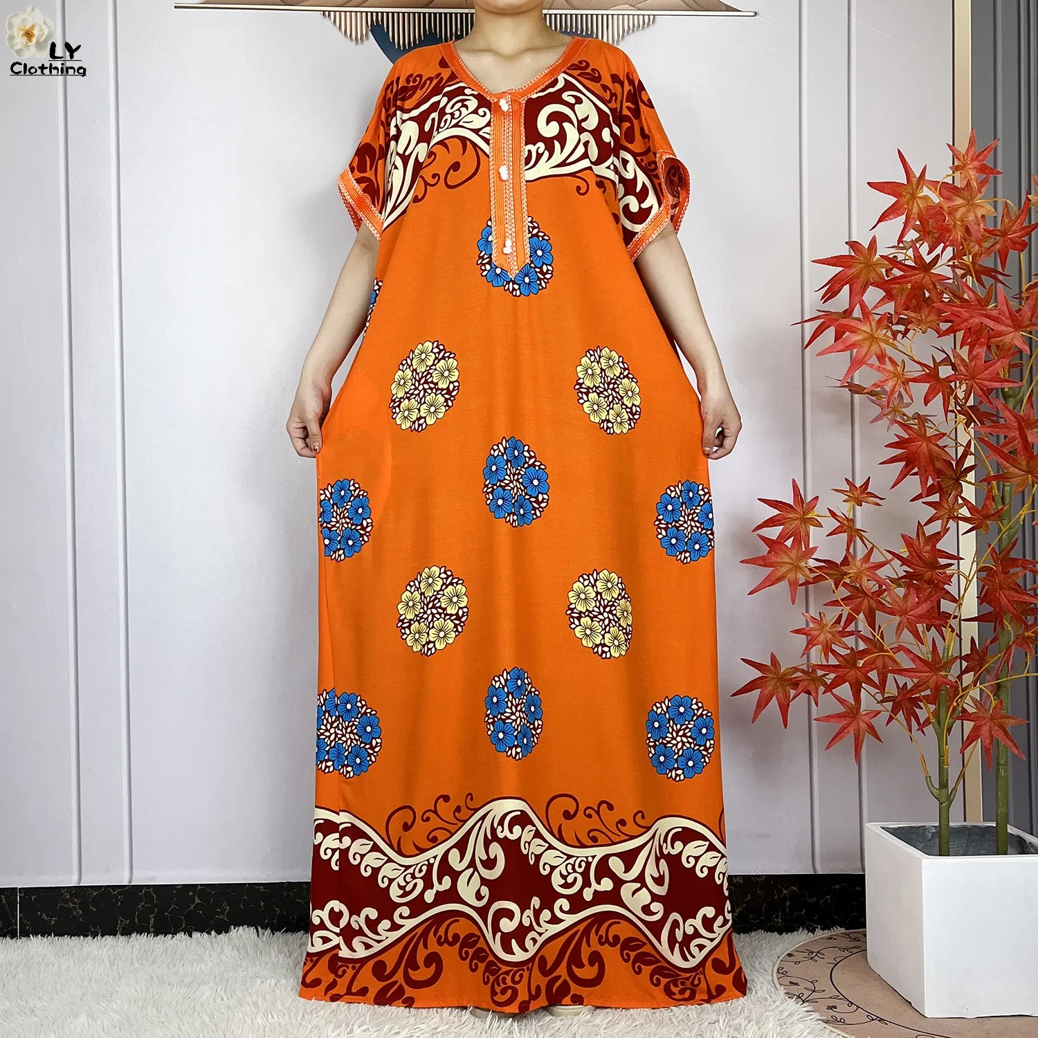 New Summer Dubai Fashion Short Sleeve Dress African Dashiki Solid Cotton Loose Caftan Lady Casual Maxi Islam Traditional Abaya
