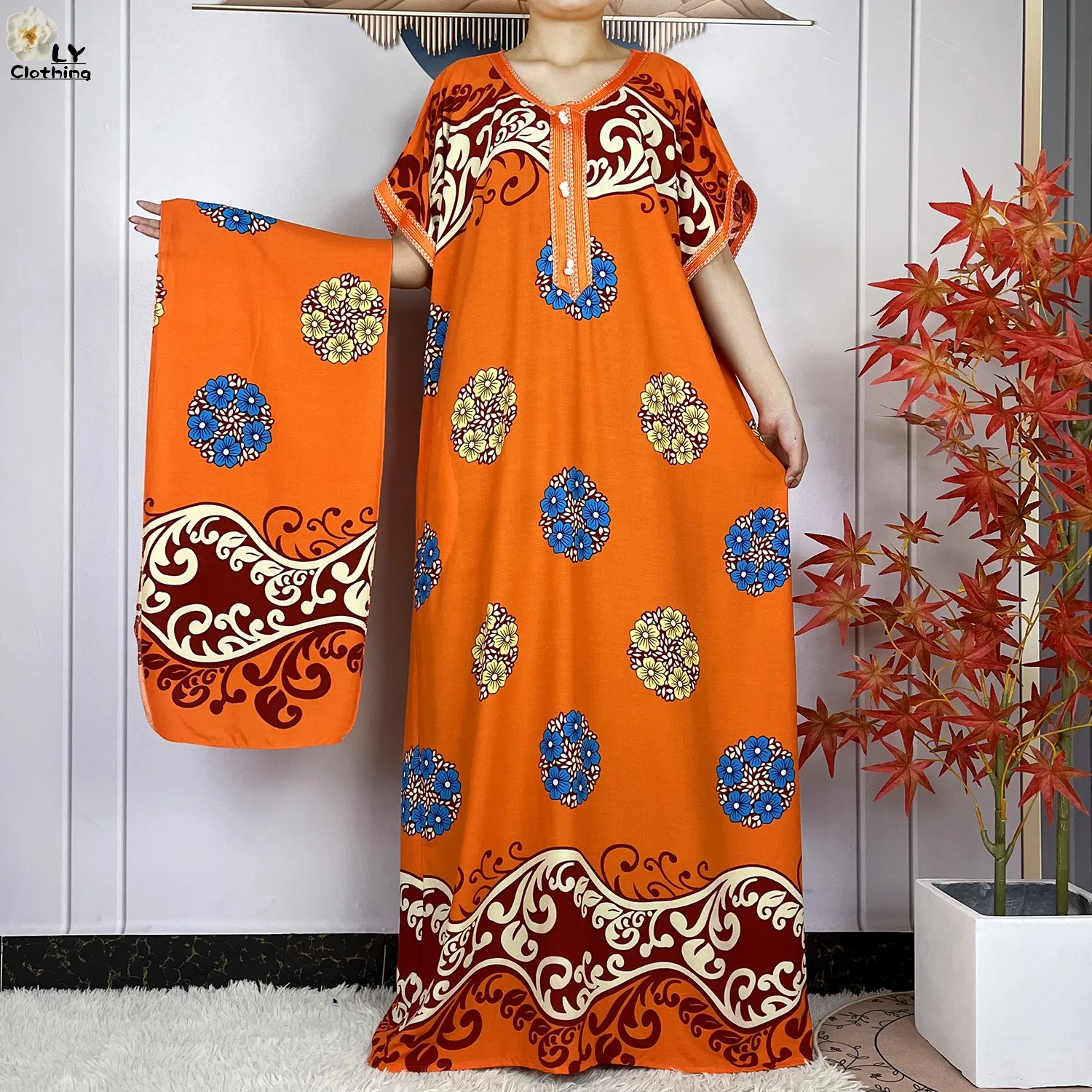 New Summer Dubai Fashion Short Sleeve Dress African Dashiki Solid Cotton Loose Caftan Lady Casual Maxi Islam Traditional Abaya