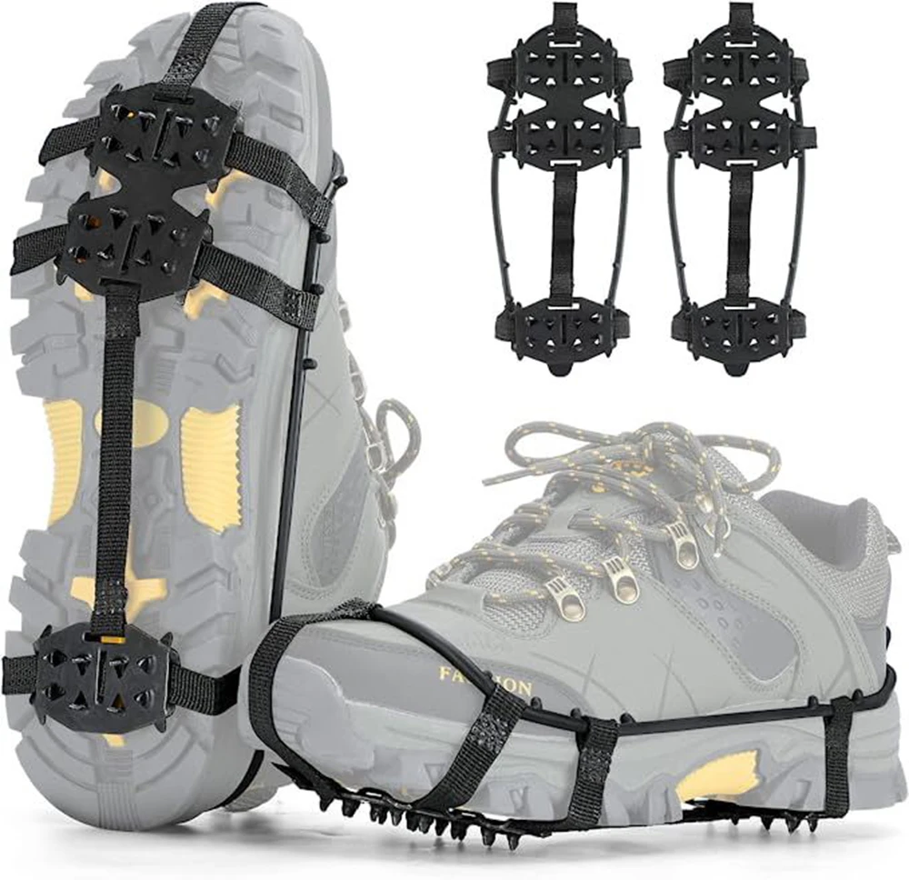 Crampons for Snow and Ice Climbing Hiking Ice Cleats Spikes for Shoes 24 Teeth Anti-Slip Covers for Shoes Non-Slip Snow Grips