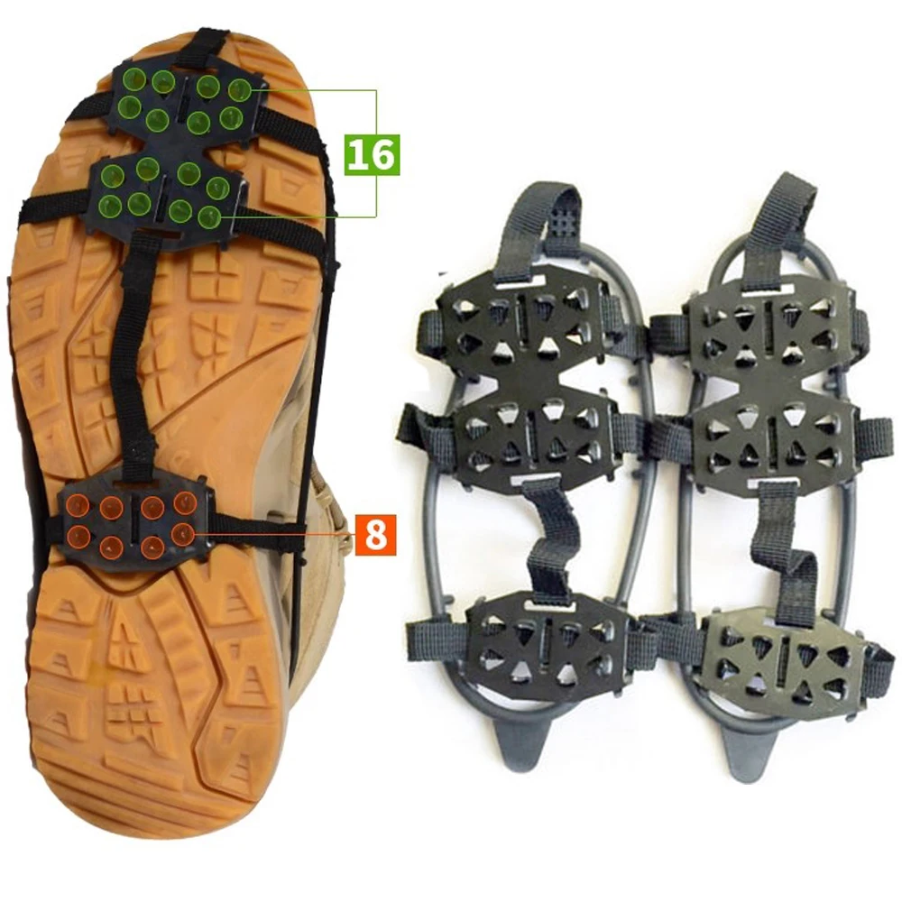 Crampons for Snow and Ice Climbing Hiking Ice Cleats Spikes for Shoes 24 Teeth Anti-Slip Covers for Shoes Non-Slip Snow Grips