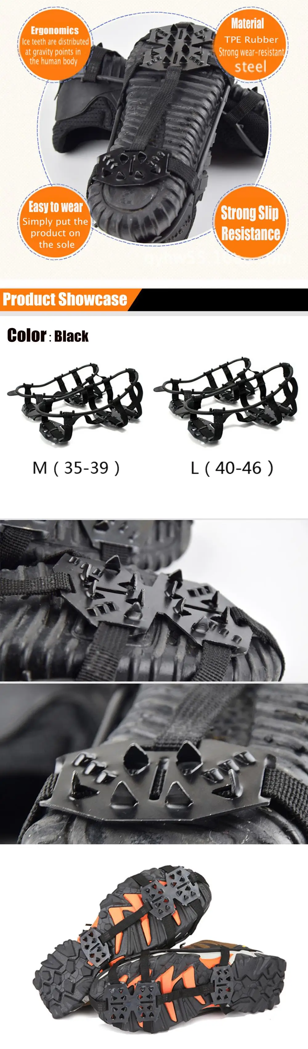 Crampons for Snow and Ice Climbing Hiking Ice Cleats Spikes for Shoes 24 Teeth Anti-Slip Covers for Shoes Non-Slip Snow Grips