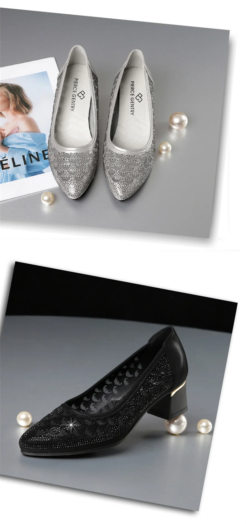 CINESSD 2023 Summer Fashion Pumps Cut-outs Women Crystal Casual Ladies Shoes High Heels Tenis Feminino Genuine Leather Sandals
