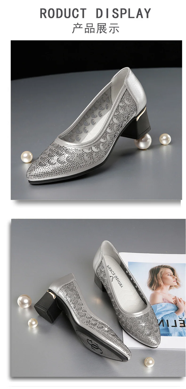 CINESSD 2023 Summer Fashion Pumps Cut-outs Women Crystal Casual Ladies Shoes High Heels Tenis Feminino Genuine Leather Sandals