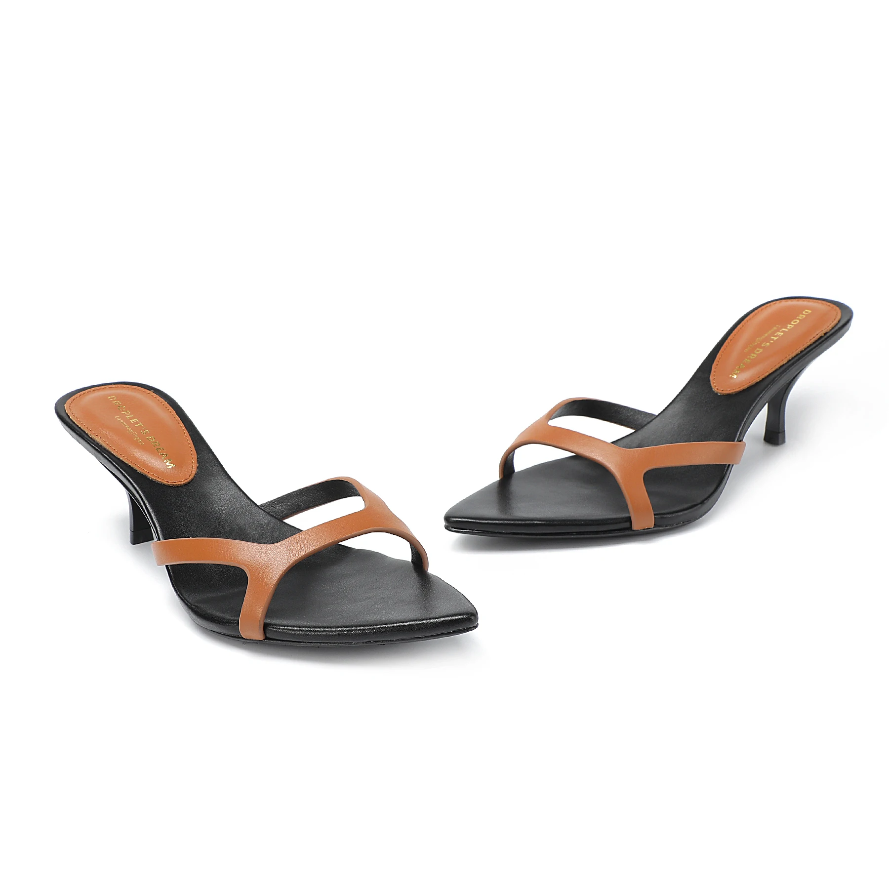 LM Brand Fashion Women's Slippers Summer Plus Size 35-43 Women's High Heels Genuine Leather Pointed Open Toe Sexy Party Shoes