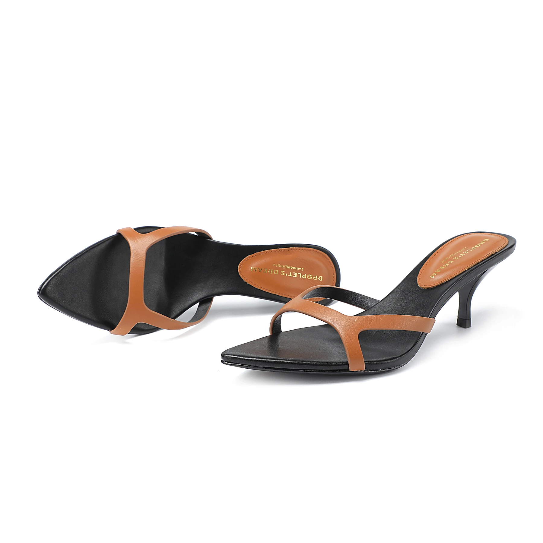 LM Brand Fashion Women's Slippers Summer Plus Size 35-43 Women's High Heels Genuine Leather Pointed Open Toe Sexy Party Shoes