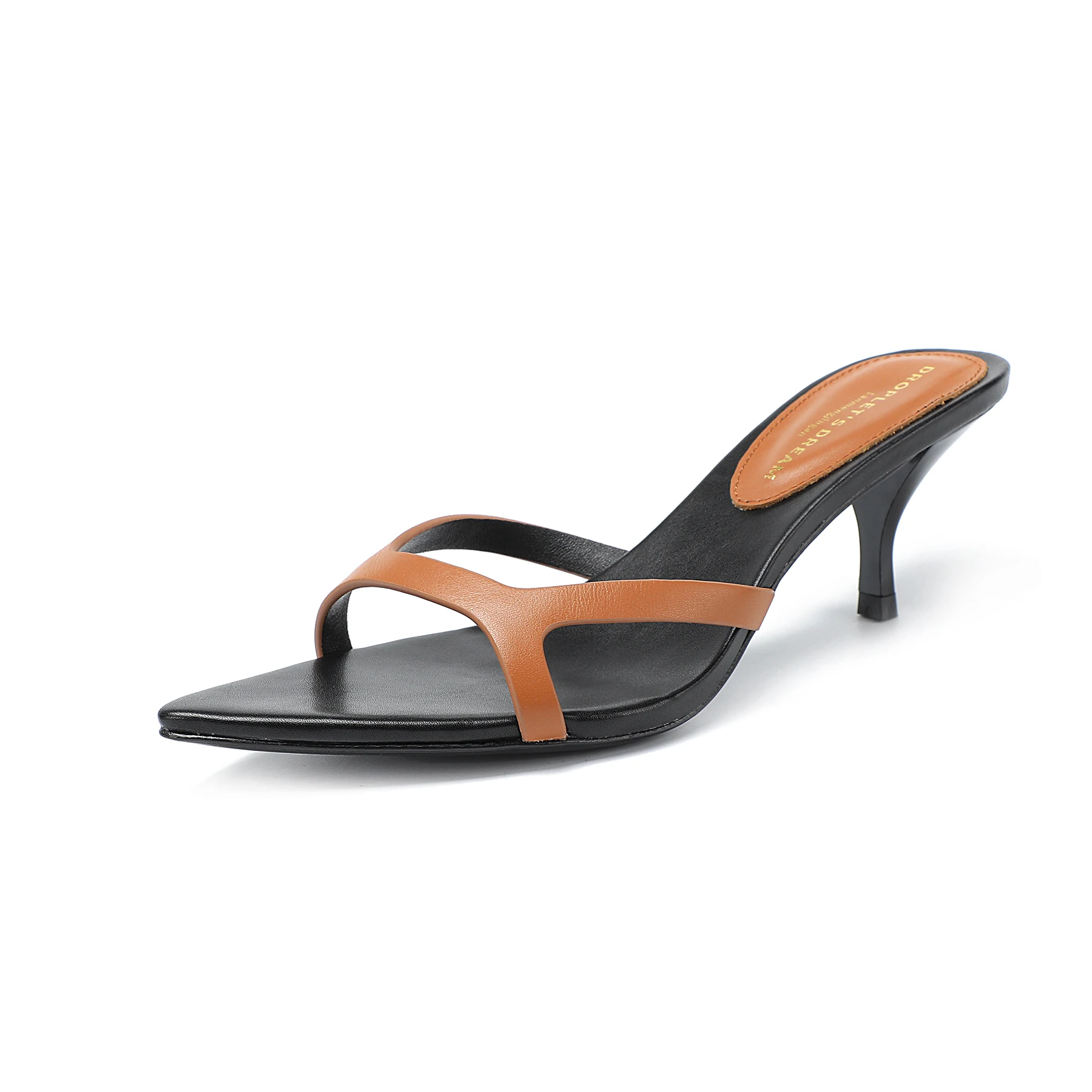 LM Brand Fashion Women's Slippers Summer Plus Size 35-43 Women's High Heels Genuine Leather Pointed Open Toe Sexy Party Shoes