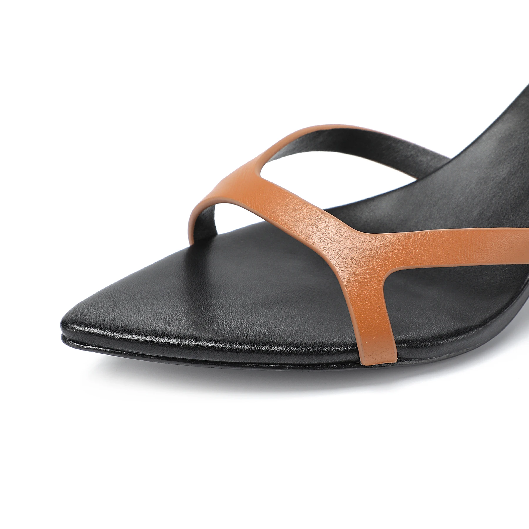 LM Brand Fashion Women's Slippers Summer Plus Size 35-43 Women's High Heels Genuine Leather Pointed Open Toe Sexy Party Shoes