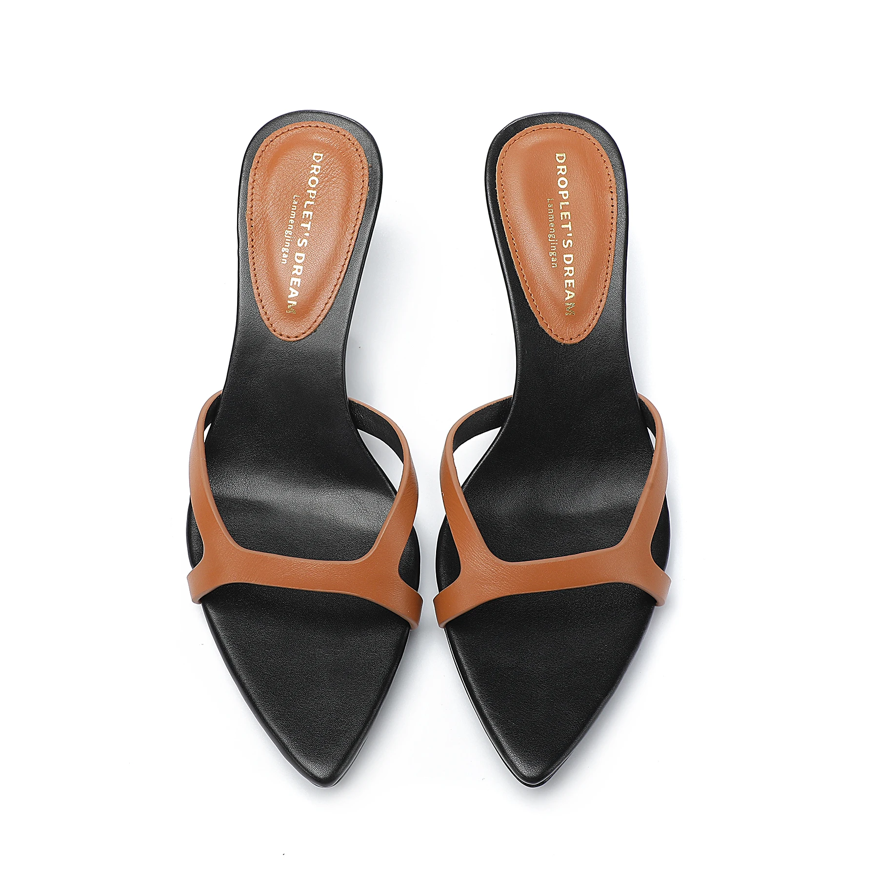 LM Brand Fashion Women's Slippers Summer Plus Size 35-43 Women's High Heels Genuine Leather Pointed Open Toe Sexy Party Shoes