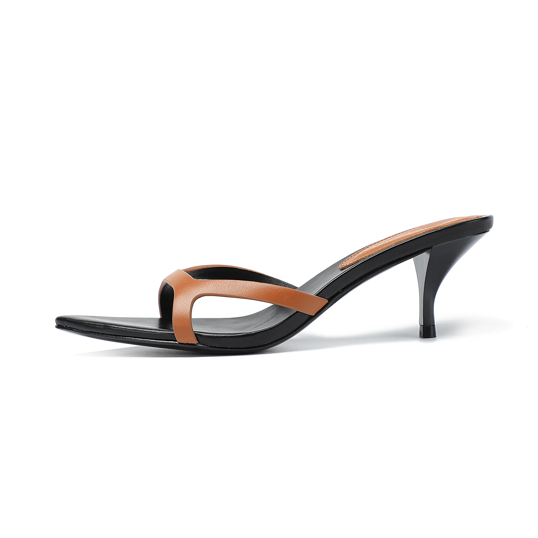 LM Brand Fashion Women's Slippers Summer Plus Size 35-43 Women's High Heels Genuine Leather Pointed Open Toe Sexy Party Shoes