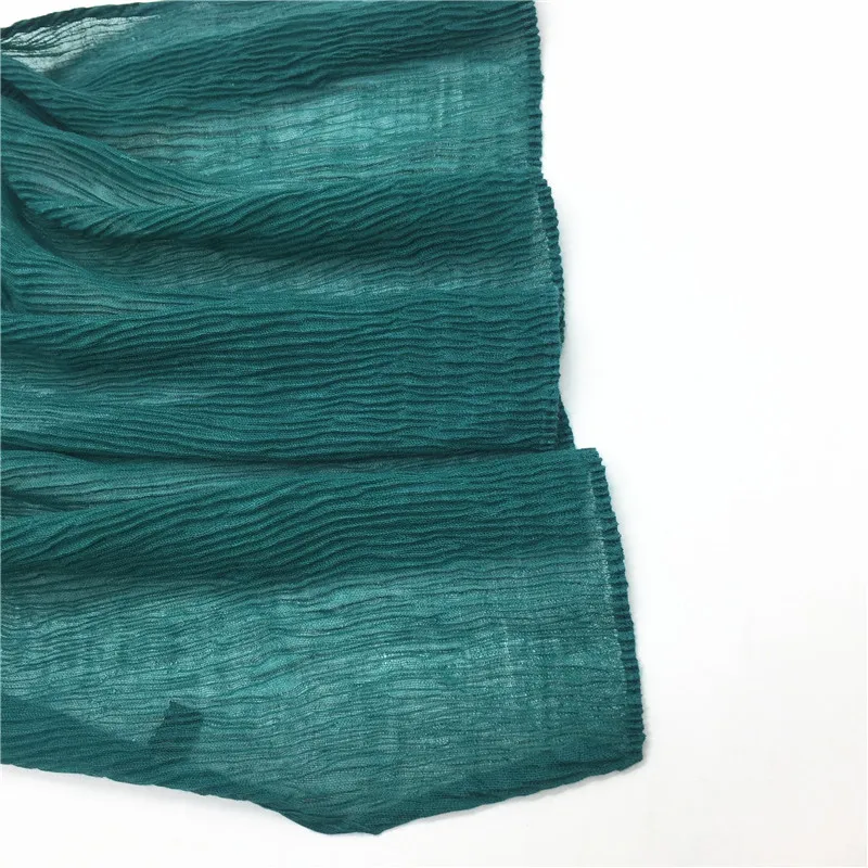 90x180CM Muslim Women Plain Soft Cotton Crumpled Jersey Hijab Fashion Ramadan Breathable Ladies High Quality Turban Scarf Shawl