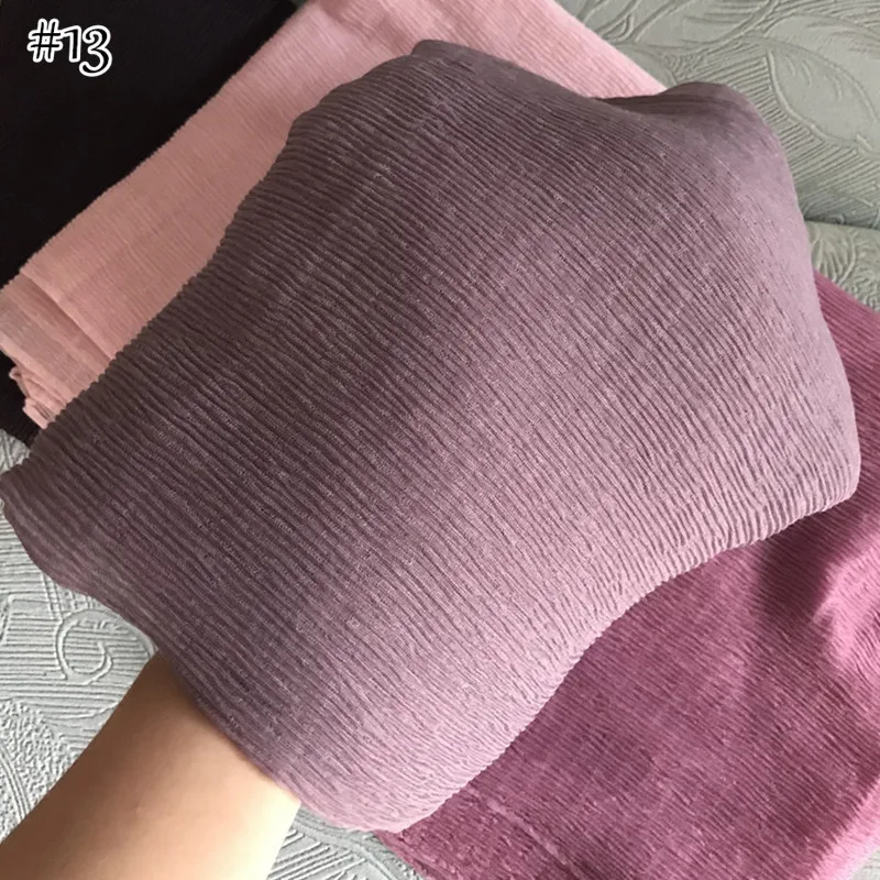 90x180CM Muslim Women Plain Soft Cotton Crumpled Jersey Hijab Fashion Ramadan Breathable Ladies High Quality Turban Scarf Shawl