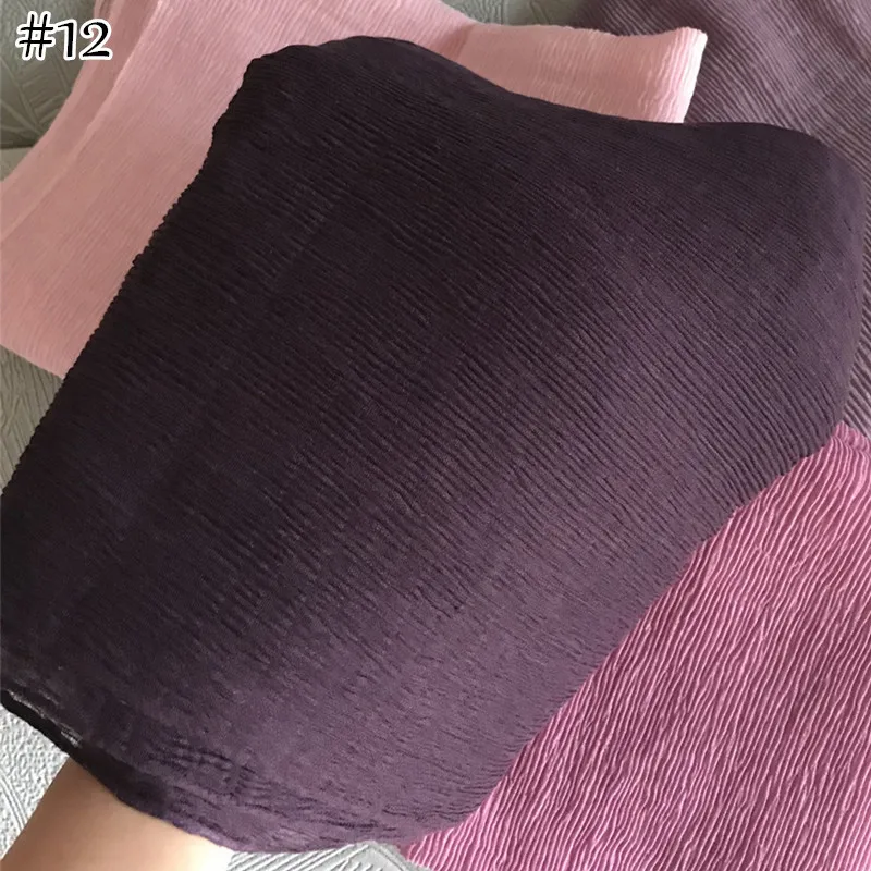 90x180CM Muslim Women Plain Soft Cotton Crumpled Jersey Hijab Fashion Ramadan Breathable Ladies High Quality Turban Scarf Shawl