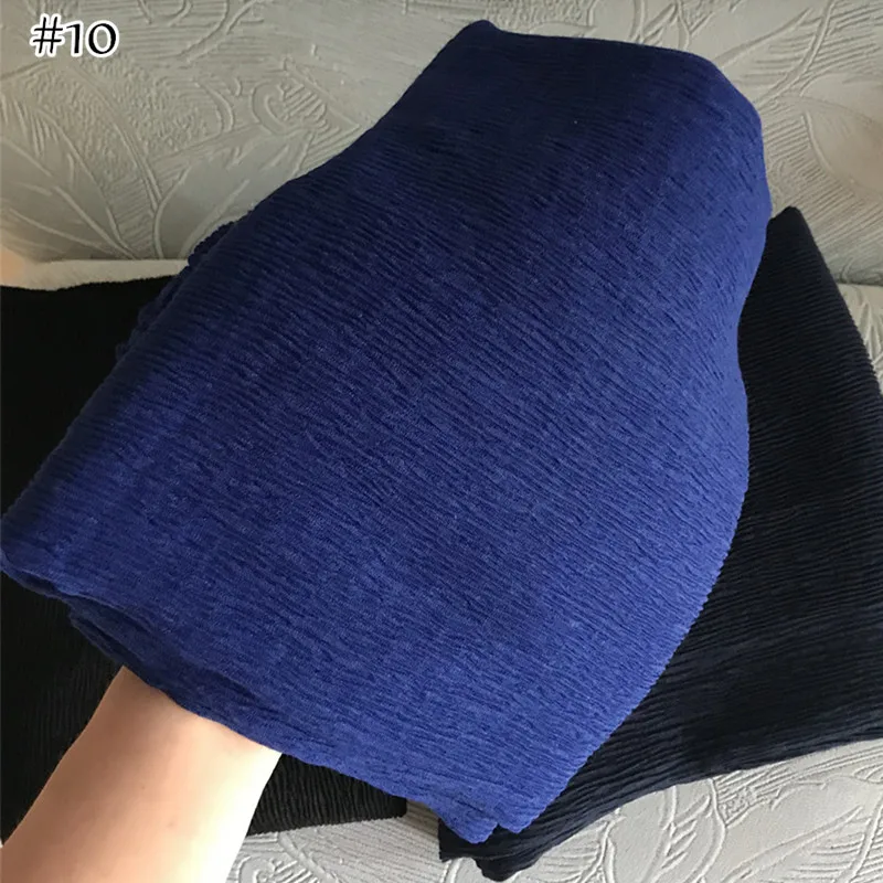 90x180CM Muslim Women Plain Soft Cotton Crumpled Jersey Hijab Fashion Ramadan Breathable Ladies High Quality Turban Scarf Shawl
