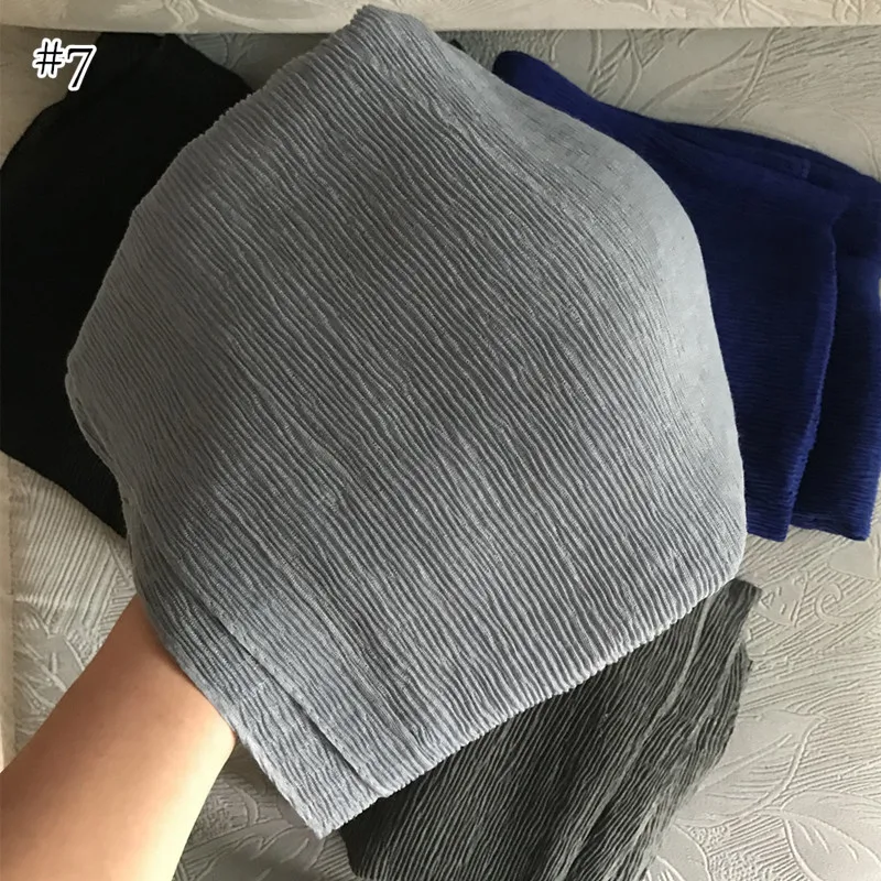90x180CM Muslim Women Plain Soft Cotton Crumpled Jersey Hijab Fashion Ramadan Breathable Ladies High Quality Turban Scarf Shawl