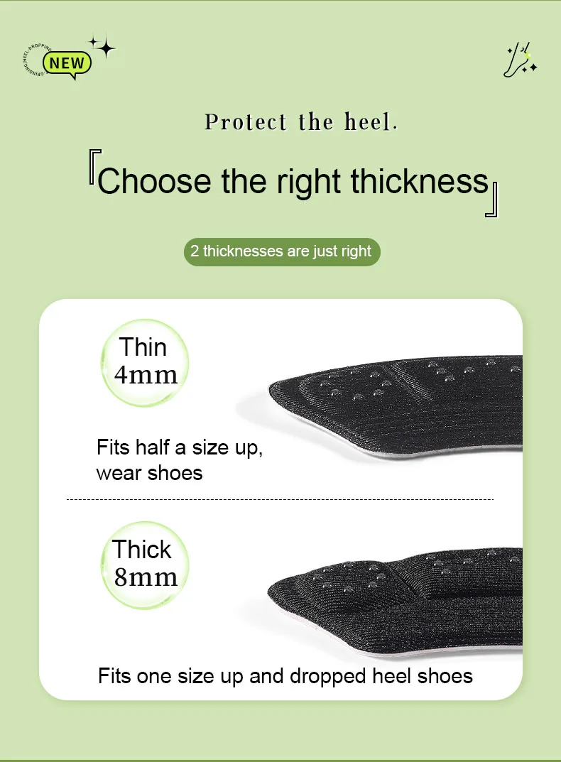 High Heel Stickers Casual Shoes Heel Protectors Insole Shrinking Size Insoles Anti-wear Feet Shoe Pads Adjust Size Cushion