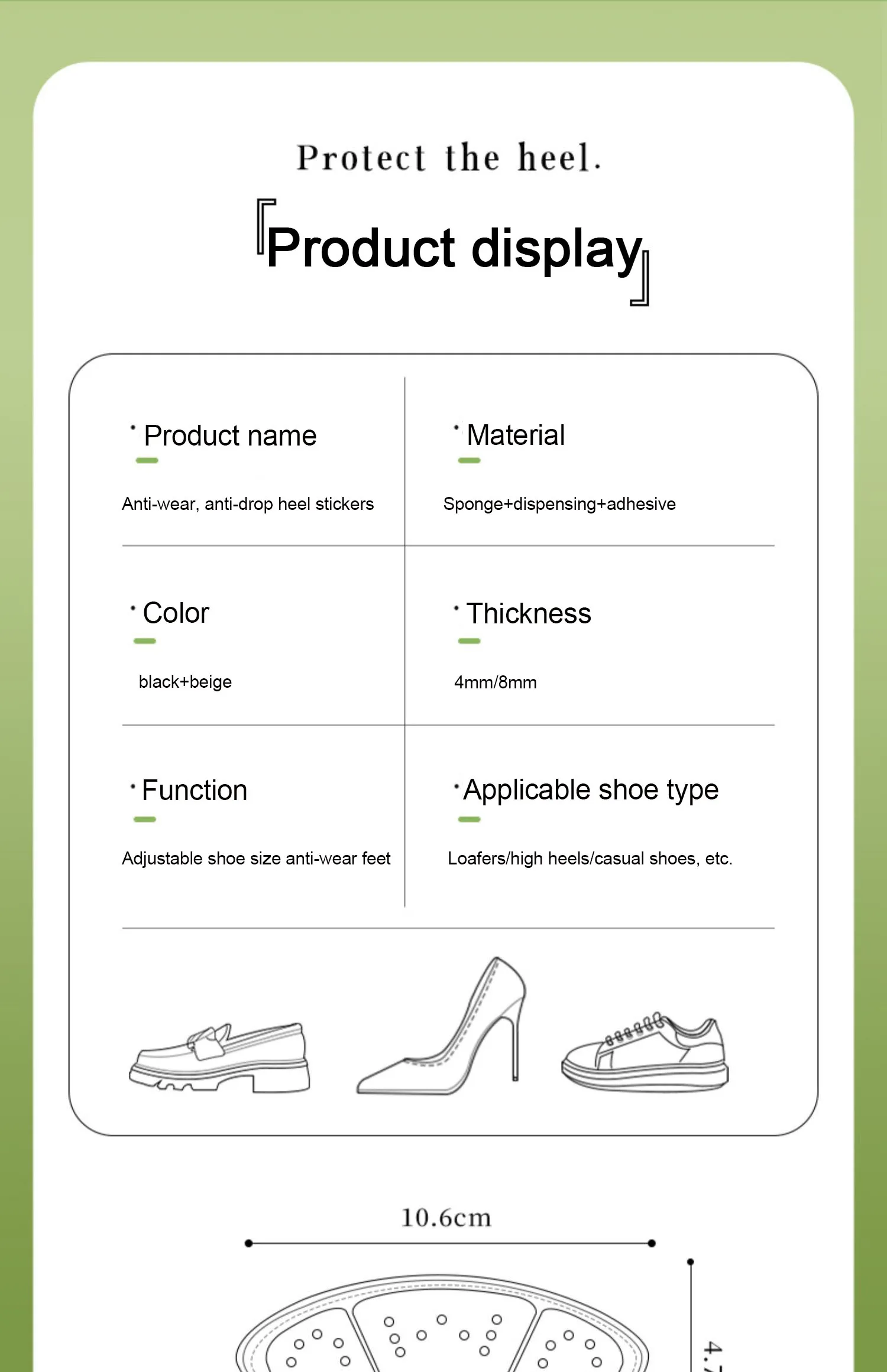 High Heel Stickers Casual Shoes Heel Protectors Insole Shrinking Size Insoles Anti-wear Feet Shoe Pads Adjust Size Cushion