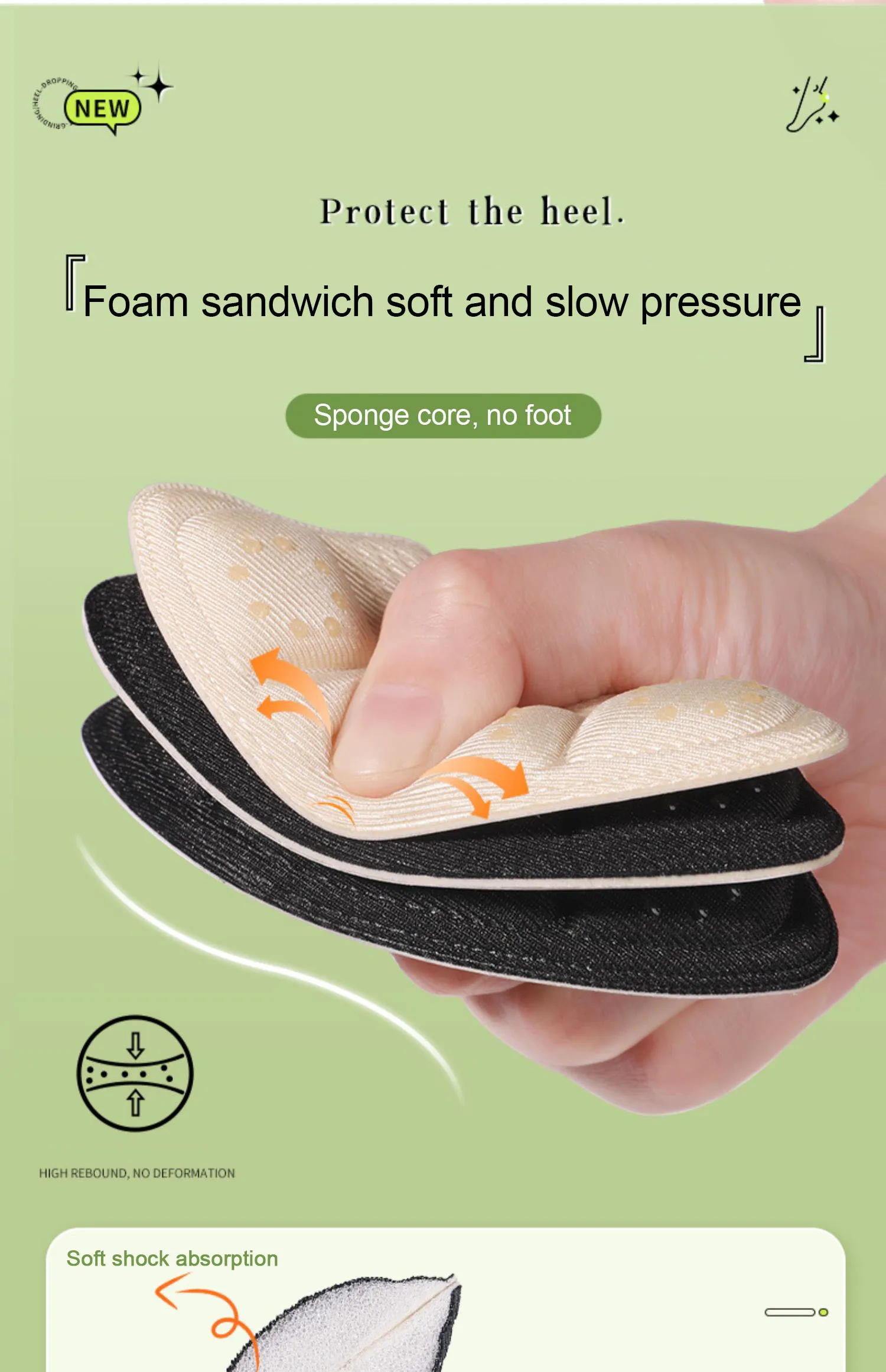 High Heel Stickers Casual Shoes Heel Protectors Insole Shrinking Size Insoles Anti-wear Feet Shoe Pads Adjust Size Cushion