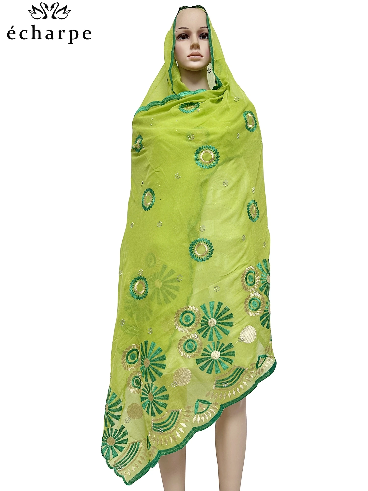 New Dubai Hijab Shawls Scarf For Muslim Women African Cotton Hijab Islamic Hijab Pashmina Turban Headscarf Embroidery Shawls