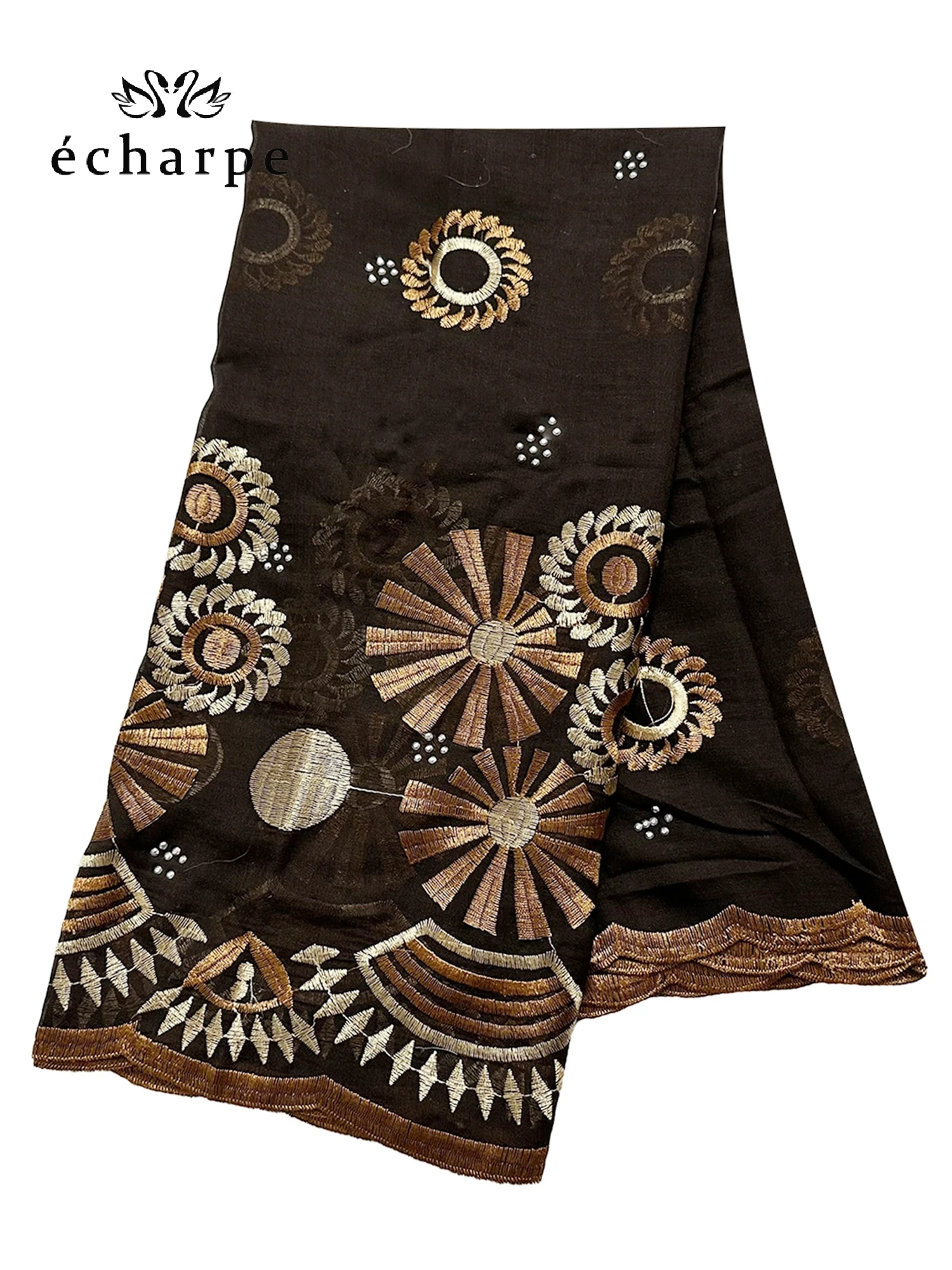 New Dubai Hijab Shawls Scarf For Muslim Women African Cotton Hijab Islamic Hijab Pashmina Turban Headscarf Embroidery Shawls