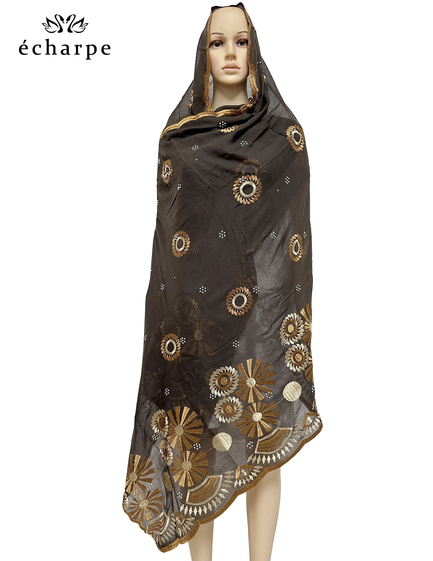 New Dubai Hijab Shawls Scarf For Muslim Women African Cotton Hijab Islamic Hijab Pashmina Turban Headscarf Embroidery Shawls