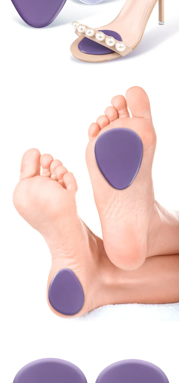 Women Silicone Gel Forefoot Pad Shoe Pads for Plantar Fasciitis Relief Shock Absorption Foot Care Insoles Sandals Protectors