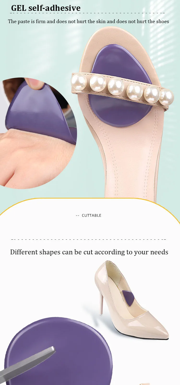Women Silicone Gel Forefoot Pad Shoe Pads for Plantar Fasciitis Relief Shock Absorption Foot Care Insoles Sandals Protectors