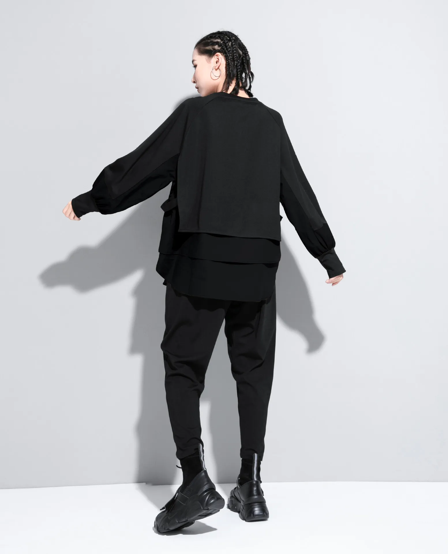Amax luluE European Autumn Fashion Loose Sweatshirts Womens Vintage Fake Two Piece Hoodies Ladies Casual Oversized Punk Clothes