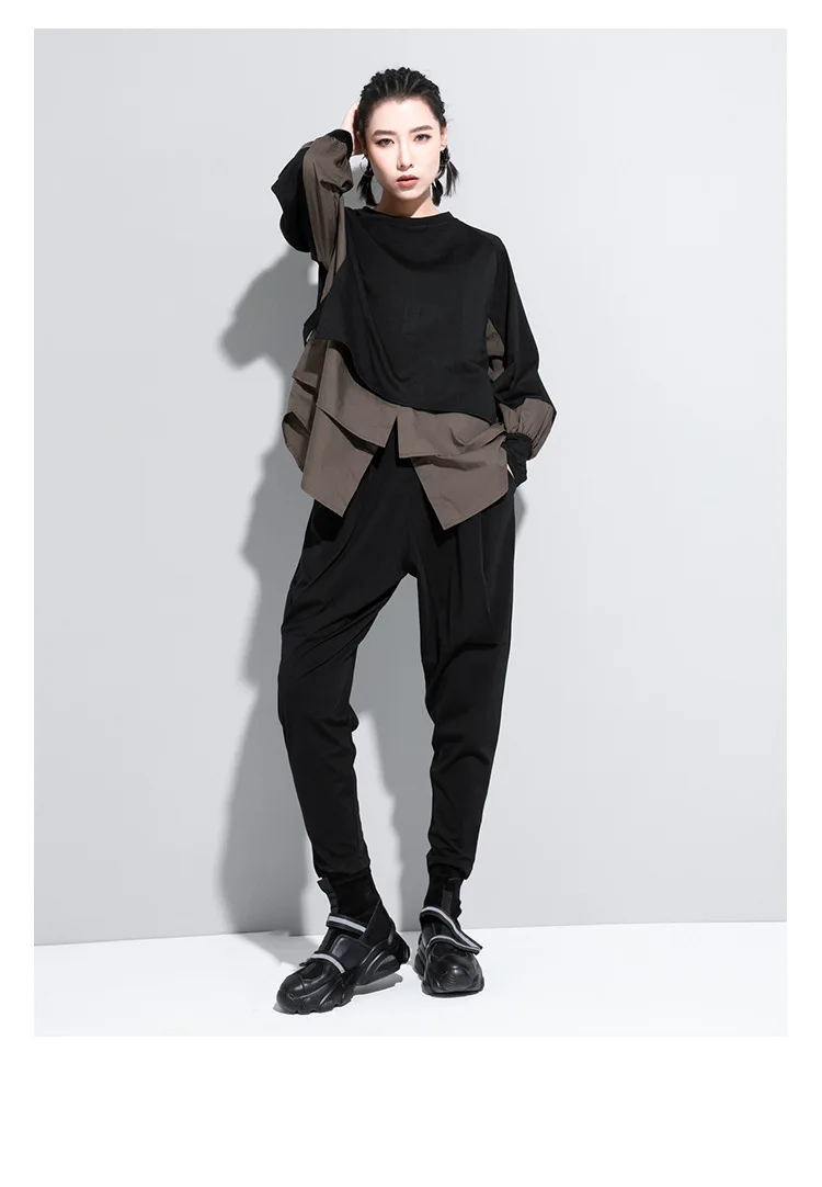 Amax luluE European Autumn Fashion Loose Sweatshirts Womens Vintage Fake Two Piece Hoodies Ladies Casual Oversized Punk Clothes