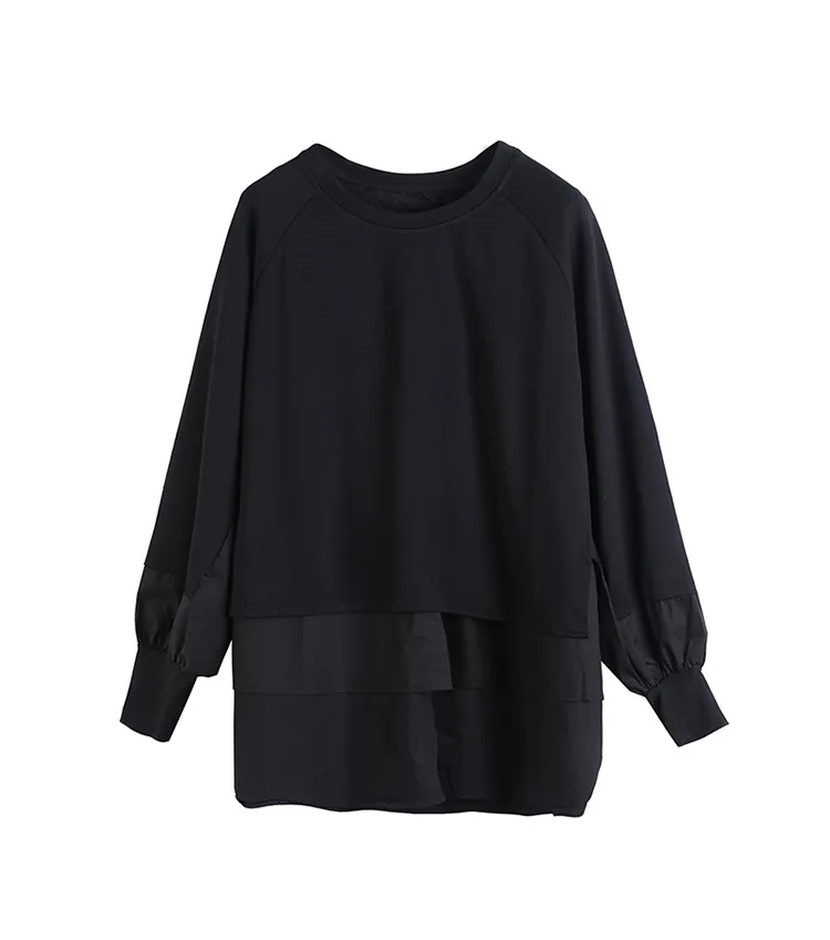 Amax luluE European Autumn Fashion Loose Sweatshirts Womens Vintage Fake Two Piece Hoodies Ladies Casual Oversized Punk Clothes
