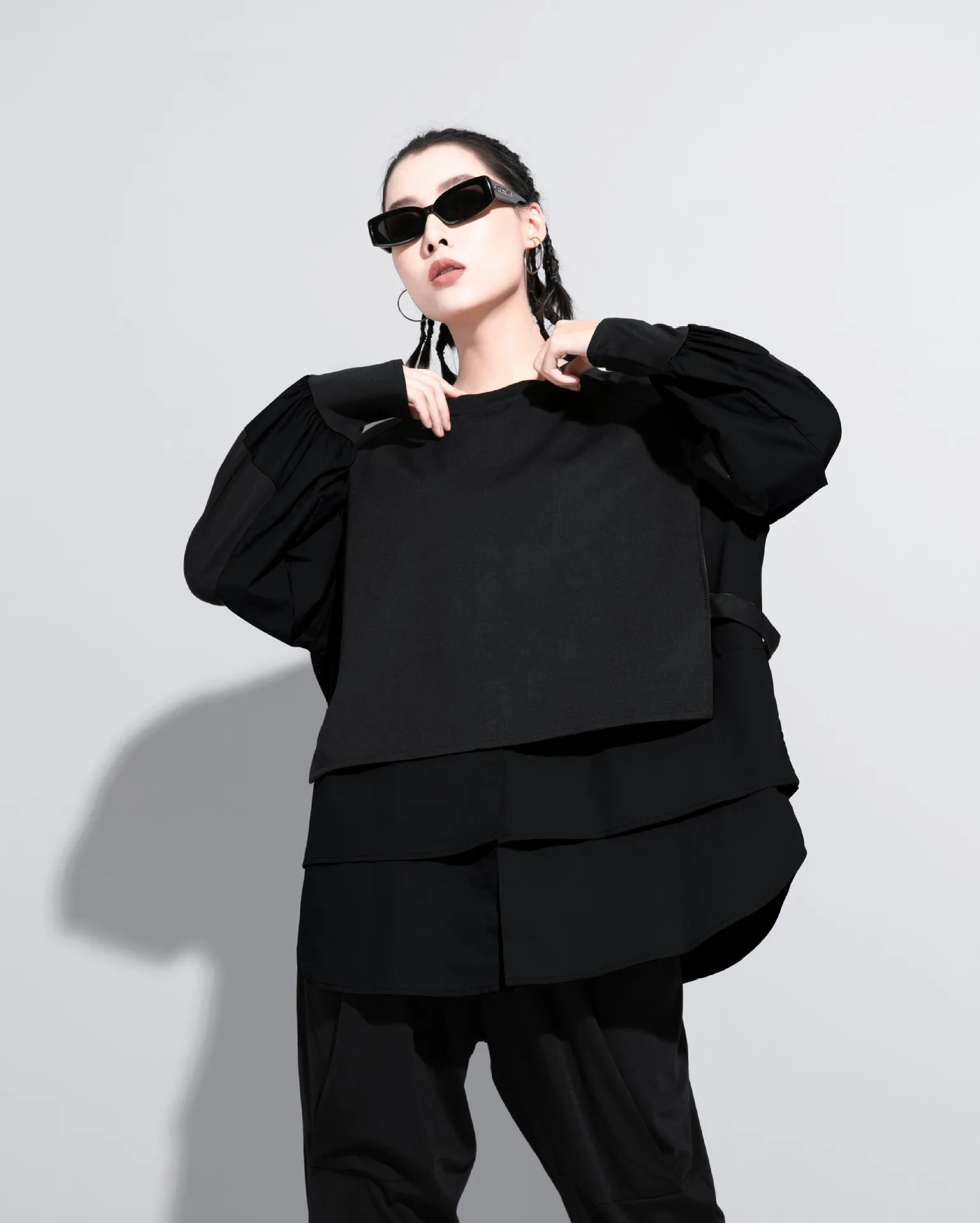 Amax luluE European Autumn Fashion Loose Sweatshirts Womens Vintage Fake Two Piece Hoodies Ladies Casual Oversized Punk Clothes