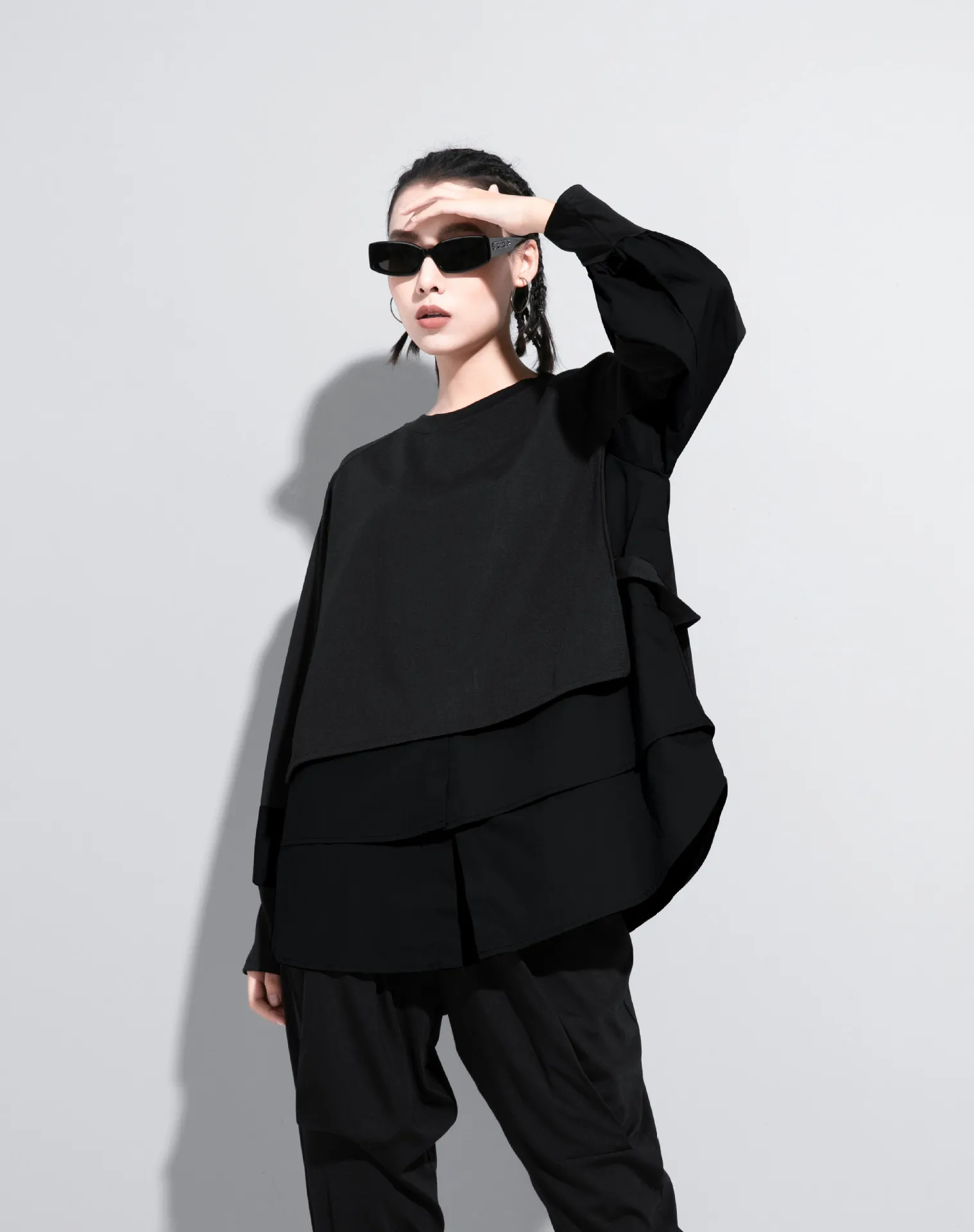 Amax luluE European Autumn Fashion Loose Sweatshirts Womens Vintage Fake Two Piece Hoodies Ladies Casual Oversized Punk Clothes