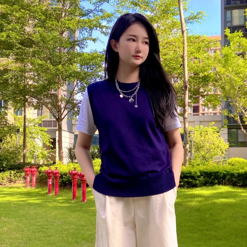 Tops Female Vest Clothing Blouse Preppy Style Aesthetic Sweater Sweaters Pullover Women Women's Warm Korean Padded Woman Knitted