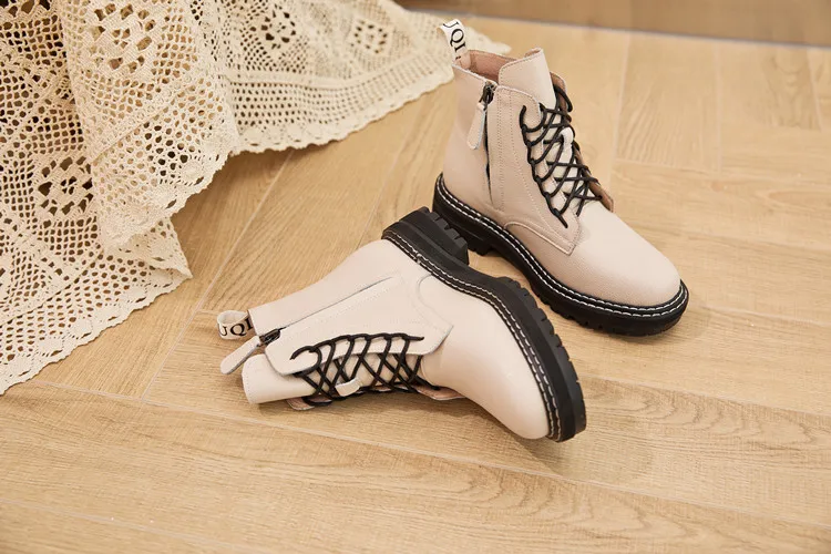 DIMANYU Women Ankle Boots 2026 New Genuine Leather Winter Thick With Fur Ladies Short Boots Motorcycle Ankle Boots Women