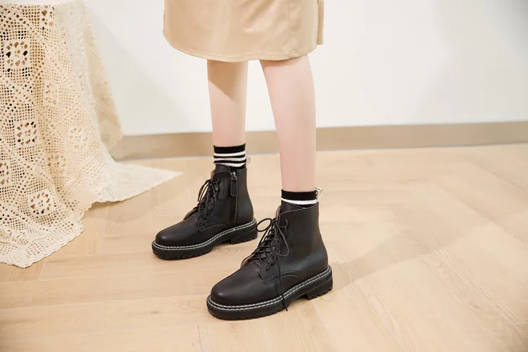 DIMANYU Women Ankle Boots 2026 New Genuine Leather Winter Thick With Fur Ladies Short Boots Motorcycle Ankle Boots Women