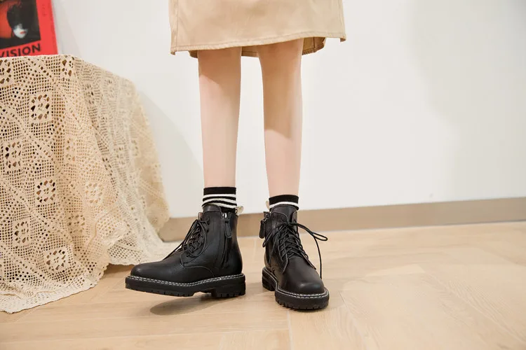DIMANYU Women Ankle Boots 2026 New Genuine Leather Winter Thick With Fur Ladies Short Boots Motorcycle Ankle Boots Women